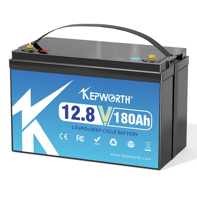 Kepworth LiFePO4 12.8V 180Ah • BMS 100A • Carregador • 6000 Ciclos