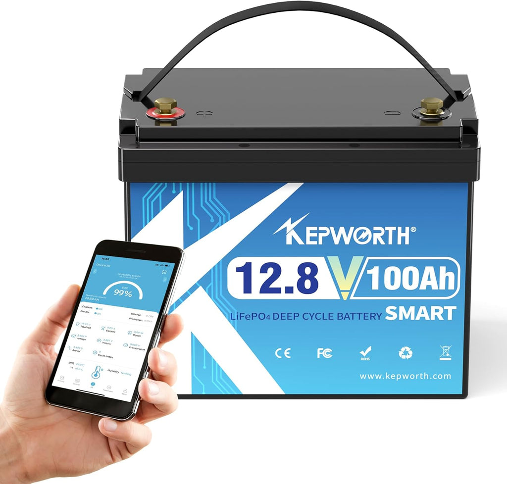 Kepworth LiFePO4 Battery 12.8V 100Ah • Compact Size • Bluetooth • 6000 Cycles