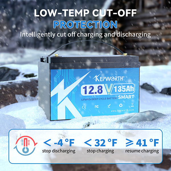 Kepworth LiFePO4 12.8V 135Ah • Bluetooth • BMS Inteligente • 6000 Ciclos