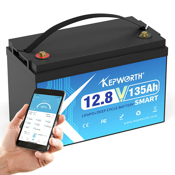 Kepworth LiFePO4 12.8V 135Ah • Bluetooth • BMS Inteligente • 6000 Ciclos