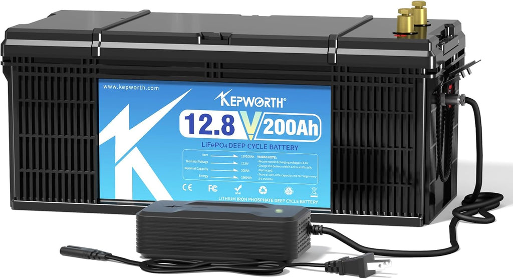 Kepworth LiFePO4 Battery 12.8V 200Ah • Charger • Bluetooth • 6000 Cycles
