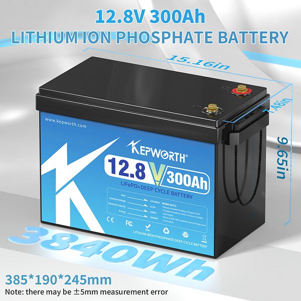 Kepworth LiFePO4 12.8V 300Ah • BMS 200A • 6000 Ciclos