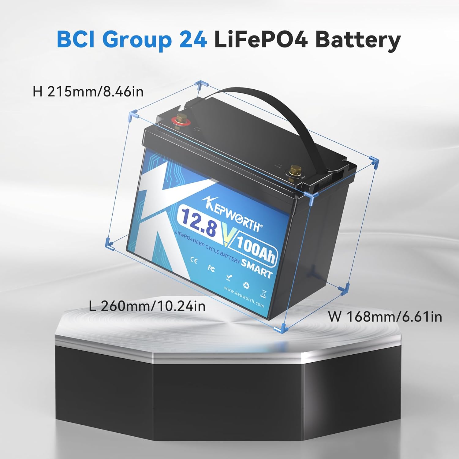 Kepworth LiFePO4 Battery 12.8V 100Ah • Compact Size • Bluetooth • 6000 Cycles