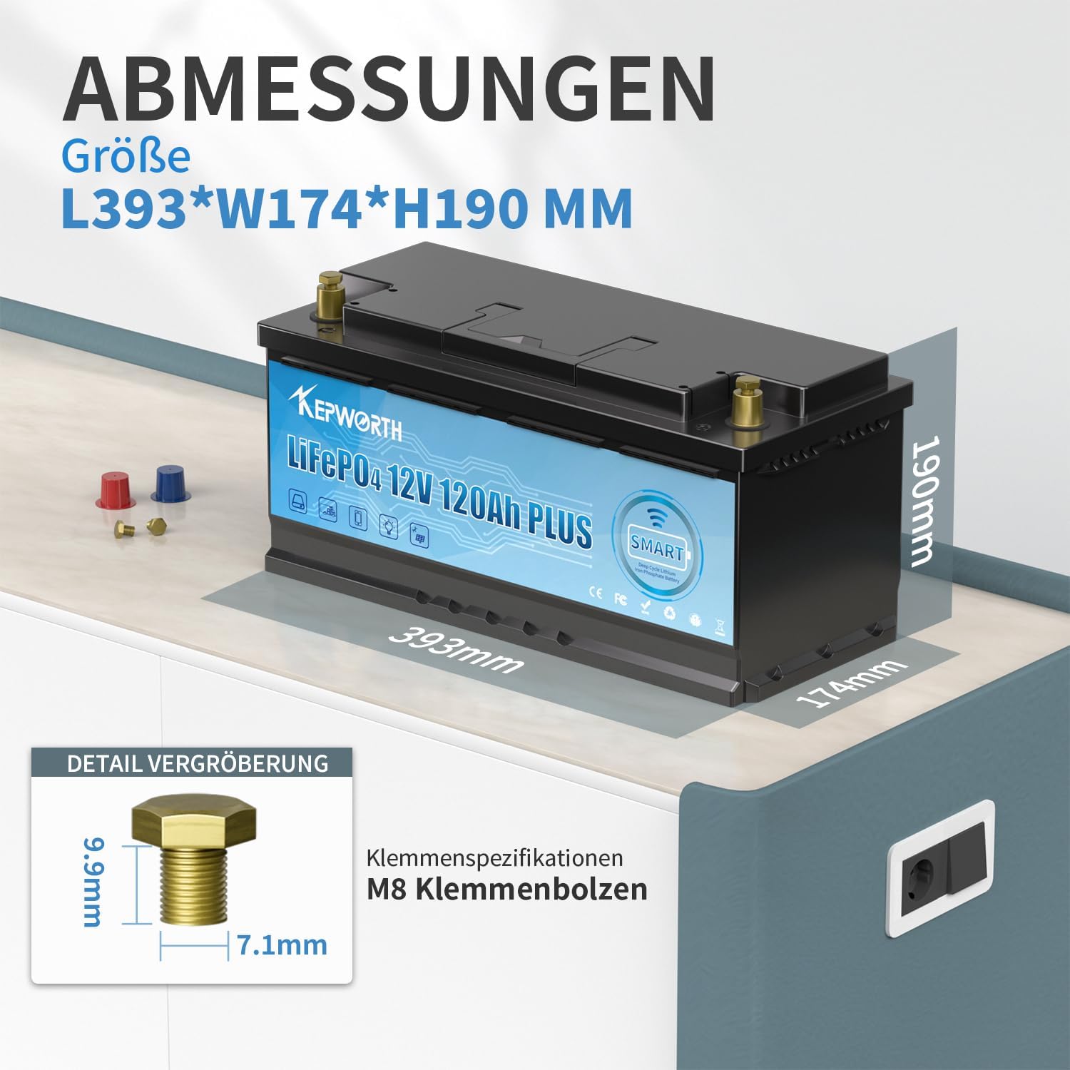 Kepworth LiFePO4 Battery 12.8V 120Ah • Charger • Bluetooth 6000 Cycles