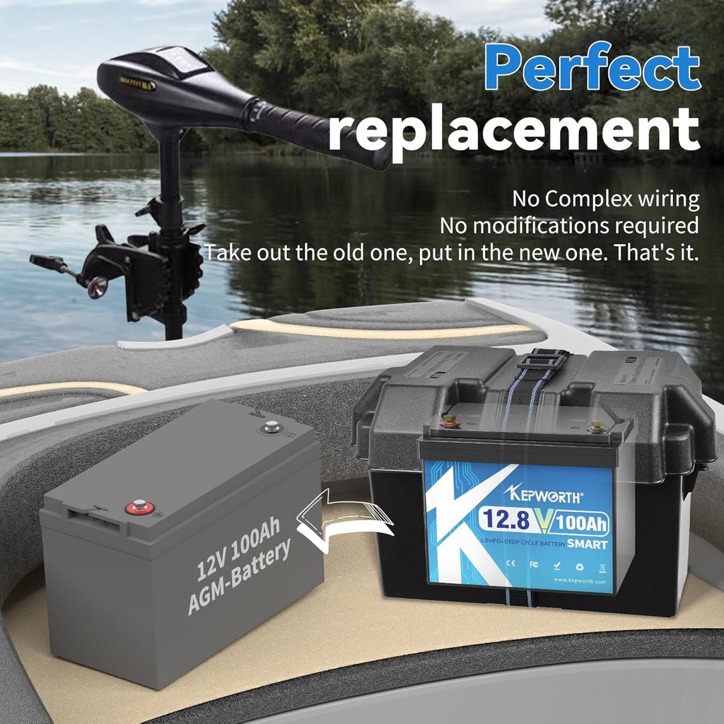Kepworth LiFePO4 Battery 12.8V 100Ah • Compact Size • Bluetooth • 6000 Cycles