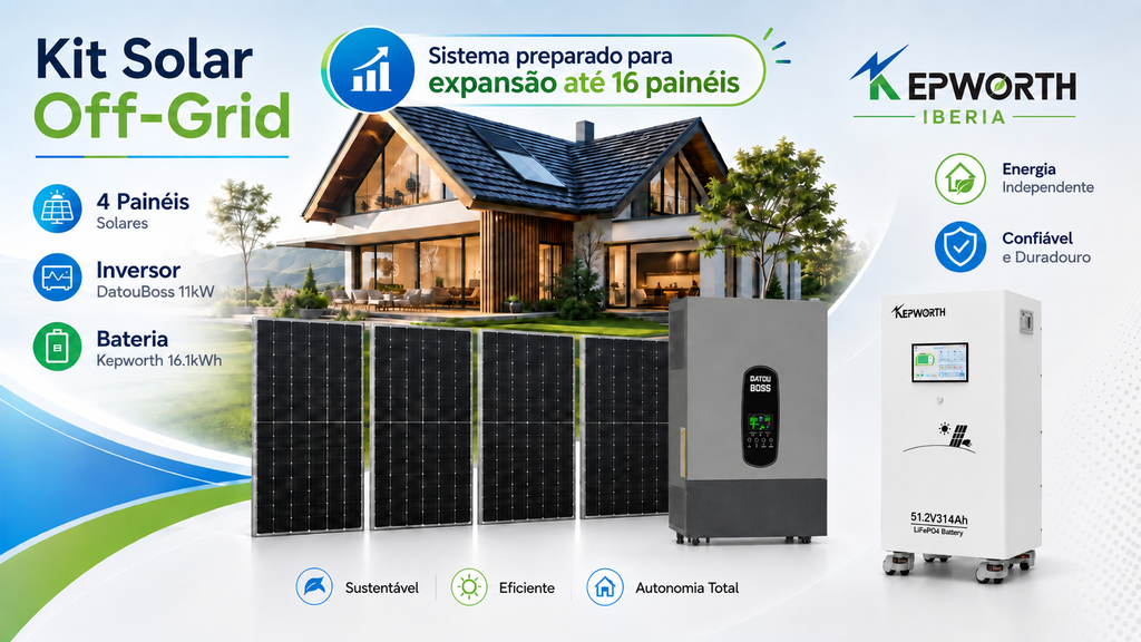 Kit Solar Off-Grid 2.42kWp • DatouBoss 11kW • Kepworth 16.1kWh
